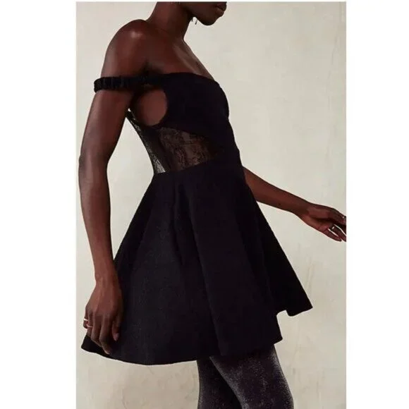 Free People Brooklyn Mini Dress in Black - M - Picture 1 of 8